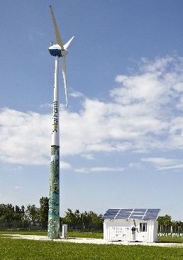 Windturbine photovoltaic hybrid diesel system, off grid, on grid
